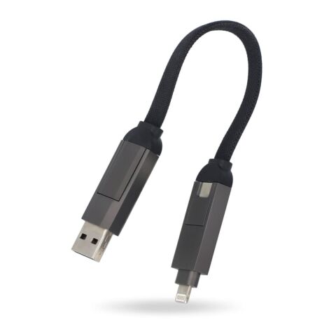 Cable multifunción 4 en 1 OTG tamaño llavero 60W Negro | sin montaje de publicidad | no disponible | no disponible