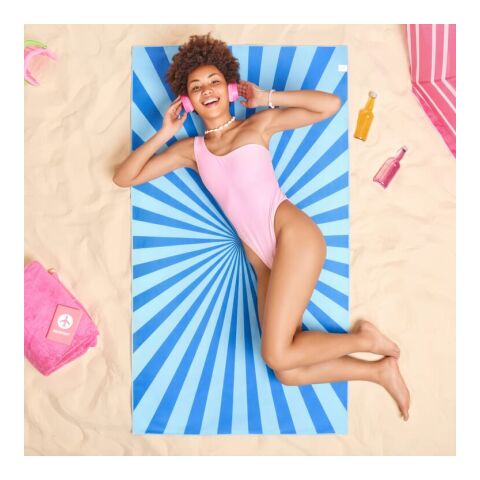 Toalla de playa de secado rápido R-PET 100 × 180 cm, sublimación Azul / Blanco | sin montaje de publicidad | no disponible | no disponible