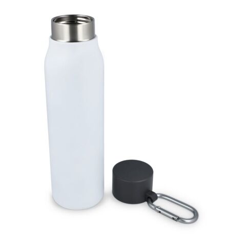 Botella térmica con mosquetón y acabado mate, 600 ml Blanco | sin montaje de publicidad | no disponible | no disponible