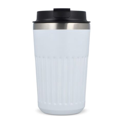 Termo de acero inoxidable reciclado para café para llevar, 400 ml. Blanco | sin montaje de publicidad | no disponible | no disponible