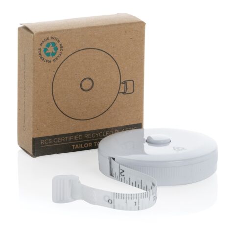 Cinta de sastre de plástico reciclado RCS blanco | sin montaje de publicidad | no disponible | no disponible