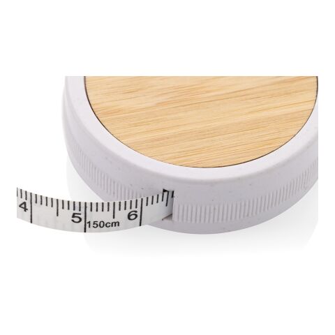 Cinta de sastre de bambú y plástico reciclado RCS blanco-marron | sin montaje de publicidad | no disponible | no disponible