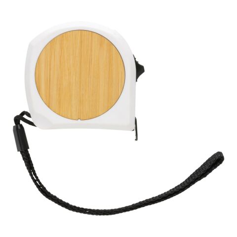 Flexómetro de bambú FSC® de plástico reciclado RCS 5M/19mm blanco | sin montaje de publicidad | no disponible | no disponible