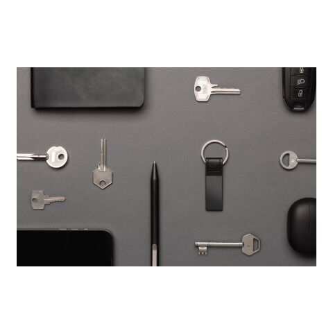 Llavero de PU de lujo aleación de zinc reciclado RCS negro | sin montaje de publicidad | no disponible | no disponible