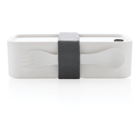 Fiambrera PP con cubiertos blanco | sin montaje de publicidad | no disponible | no disponible