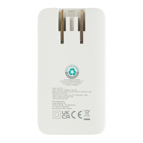 Cargador plano Fluxo RCS 65W GaN y conectores universales Blanco