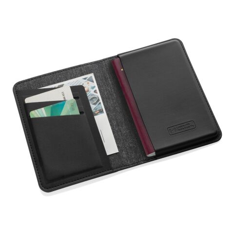 Porta pasaporte Trackmate poliéster RCS con localización negro | sin montaje de publicidad | no disponible | no disponible