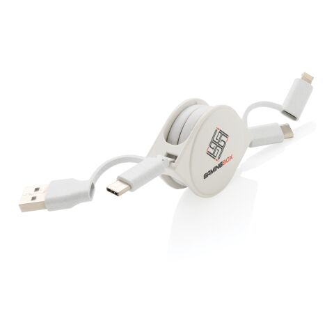 Cable 6 en 1 de plástico reciclado estándar RCS y TPE Blanco | sin montaje de publicidad | no disponible | no disponible