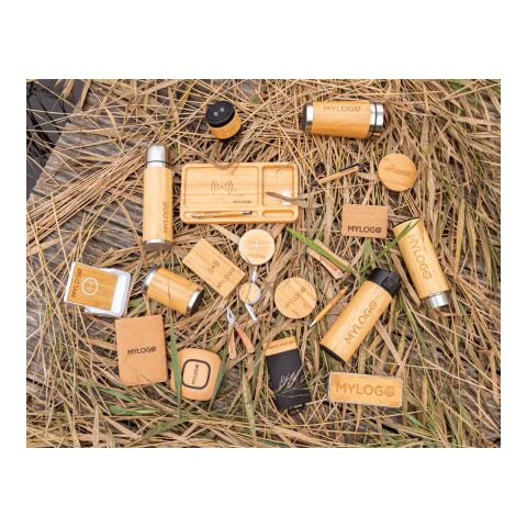 Cargador inalámbrico redondo de 5W de bambú certificado FSC® marron | sin montaje de publicidad | no disponible | no disponible