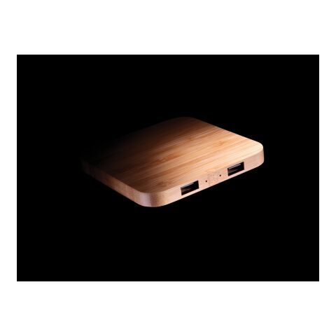Cargador inalámbrico FSC® bambú 10W con USB marron | sin montaje de publicidad | no disponible | no disponible