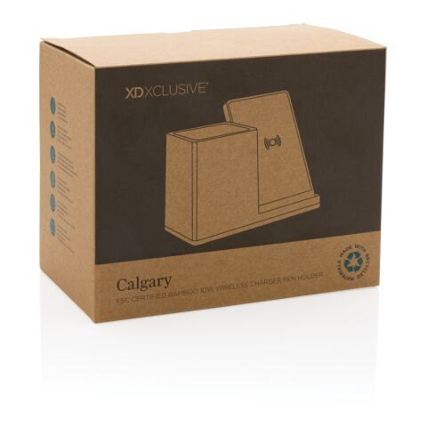 Cargador Calgary inalámbrico bambú 10W FSC® marron | sin montaje de publicidad | no disponible | no disponible