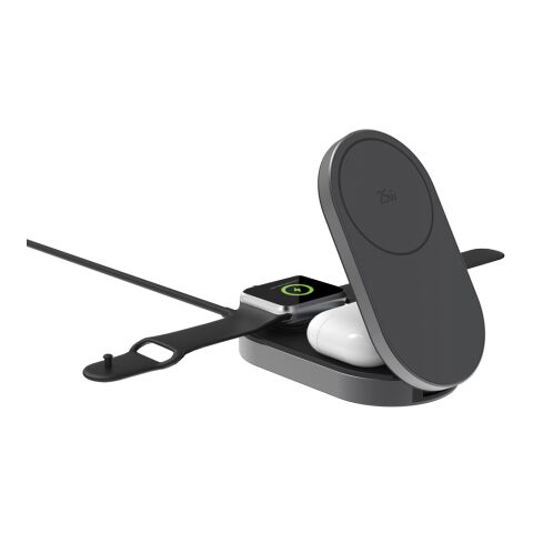 Cargador inalámbrico plegable Quantum ultrarrápido 3 en 1 gris-negro | sin montaje de publicidad | no disponible | no disponible