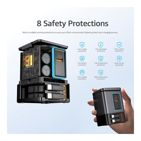 Cables retráctiles Urban Vitamin Sacramento 105WGAN gris-negro | sin montaje de publicidad | no disponible | no disponible