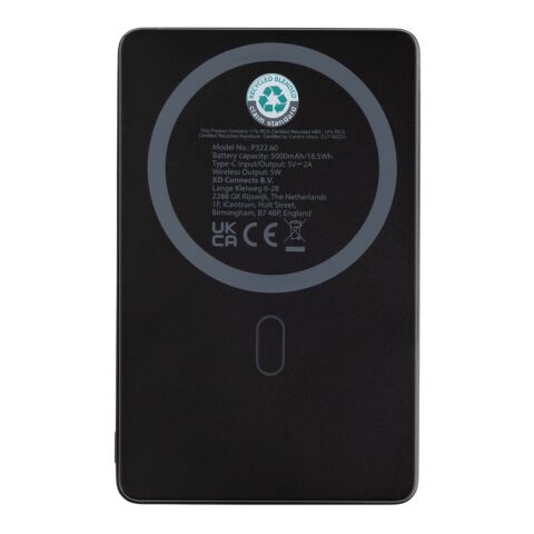 Powerbank Orion magnético 5000 mAh aluminio reciclado RCS negro | sin montaje de publicidad | no disponible | no disponible