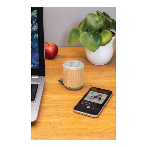Altavoz inalámbrico de bambú y tela de 3W marron | sin montaje de publicidad | no disponible | no disponible