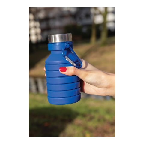 Botella de silicona plegable antigoteo con tapa azul | sin montaje de publicidad | no disponible | no disponible