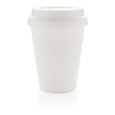 Taza de café reutilizable de doble pared 300ml blanco | sin montaje de publicidad | no disponible | no disponible