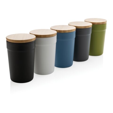 Taza GRS RPP con tapa de bambú FSC® verde | sin montaje de publicidad | no disponible | no disponible