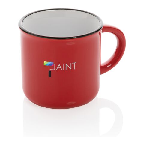 Taza de cerámica vintage rojo | sin montaje de publicidad | no disponible | no disponible