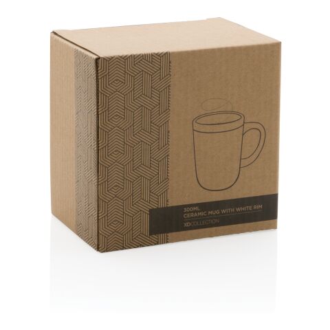 Taza de cerámica con borde blanco verde-blanco | sin montaje de publicidad | no disponible | no disponible