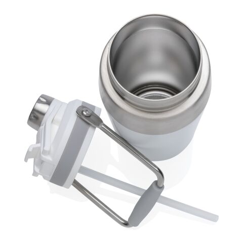 Botella al vacío de acero inoxidable con tapa doble función blanco | sin montaje de publicidad | no disponible | no disponible