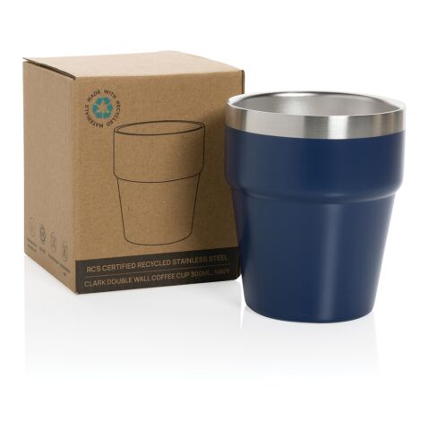 Taza de café Clark RCS doble pared 300 ml azul marino | sin montaje de publicidad | no disponible | no disponible