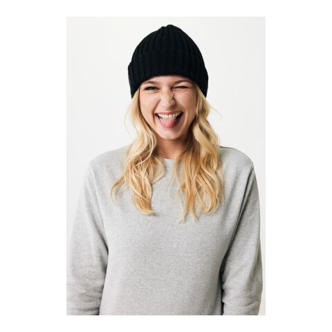 Gorro Kennedi AWARE™ Polylana® con canalé grande negro | sin montaje de publicidad | no disponible | no disponible | no disponible