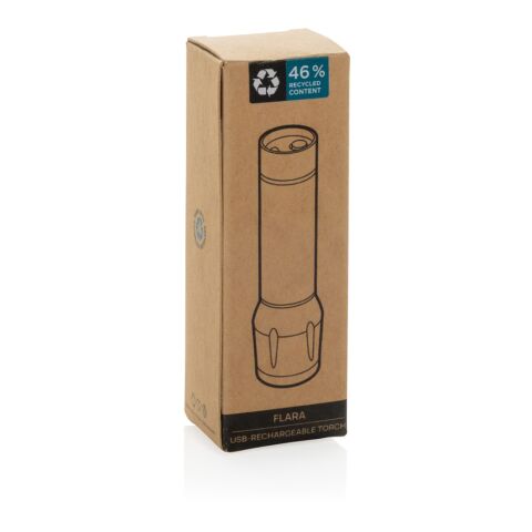 Linterna recargable por USB Flara RSC de plástico reciclado negro | sin montaje de publicidad | no disponible | no disponible