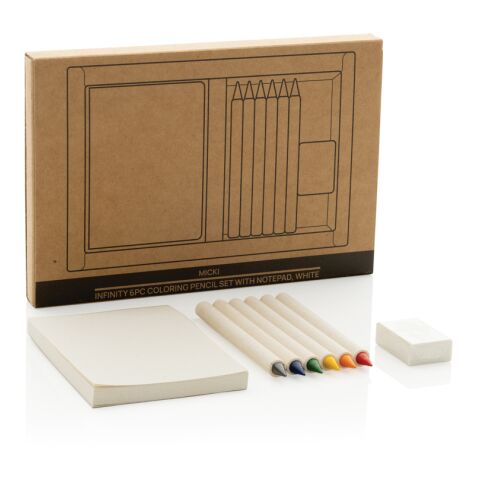 Set 6 lápices de colores Micki GRS infinity con bloc de nota blanco | sin montaje de publicidad
