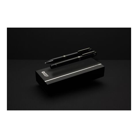 Set de bolígrafos Swiss Peak OSLO acero inoxidable reciclado negro