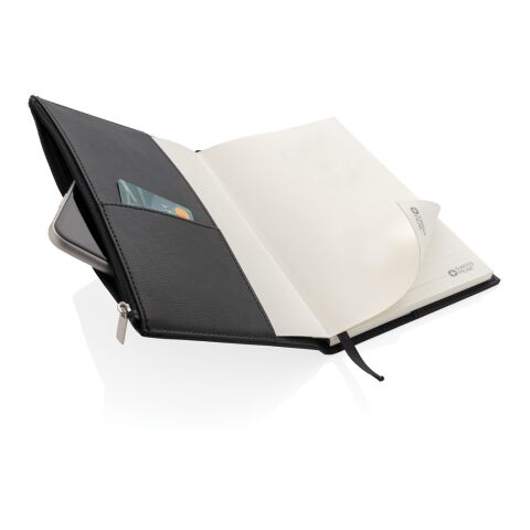 Libreta Swiss Peak A5 portátil de PU con cremallera negro | sin montaje de publicidad | no disponible | no disponible