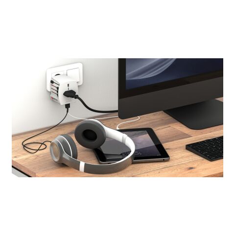 Adaptador de viaje mundial SKROSS USB MUV (1 USB C 1 USB A) blanco | sin montaje de publicidad | no disponible | no disponible