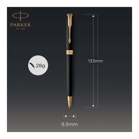 Bolígrafo Parker Sonnet, negro mate con acabados en paladio. dorado