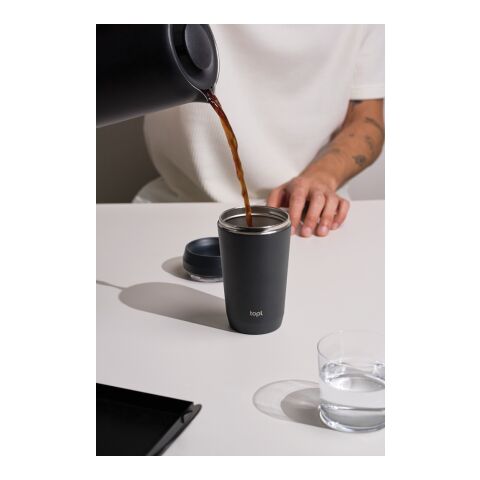 Taza Topl To Go de acero reciclado con tapa patentada 360 gris | sin montaje de publicidad | no disponible | no disponible