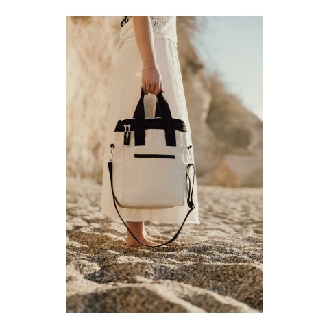 Nevera de lona reciclada VINGA Volonne AWARE™ blanquecino-negro | sin montaje de publicidad | no disponible | no disponible