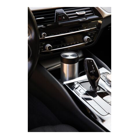 Taza push VINGA Erie RCS SS reciclada 350 ml plata-negro | sin montaje de publicidad | no disponible | no disponible