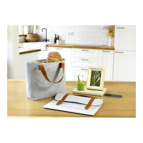 Portadocumentos de fieltro RPET Amelia gris | sin montaje de publicidad | no disponible | no disponible