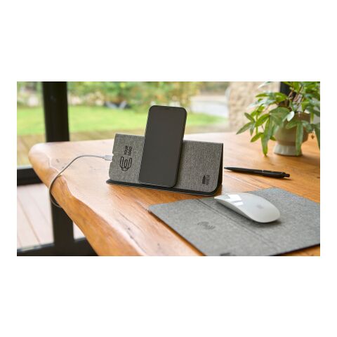 Alfombrilla con cargador de RPET Selene gris | sin montaje de publicidad | no disponible | no disponible