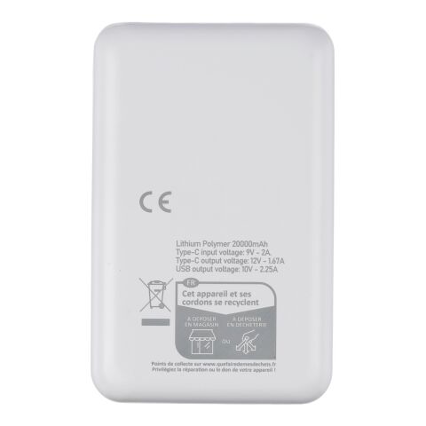 Power Bank de ABS reciclado Rayen blanco | sin montaje de publicidad | no disponible | no disponible