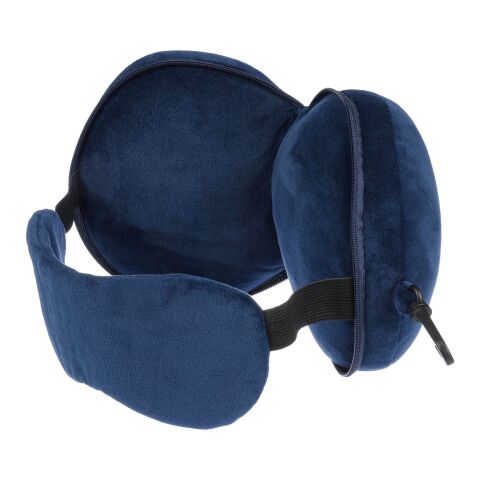 Almohada y antifaz de viaje, de poliéster Leontine azul
