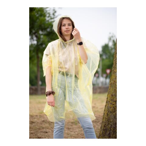 Poncho transparente plegable naranja