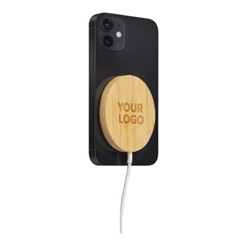 Cargador inalámbrico de bambú marrón claro | sin montaje de publicidad | no disponible | no disponible